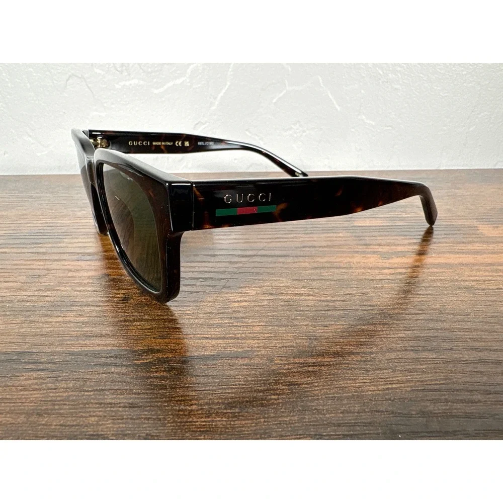Gucci‎ GG1857S 002 Havana Tortoise Shell Green Lens Sunglasses Made in Italy